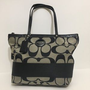 Black & Grey Coach Tote Shoulder Bag Purse
